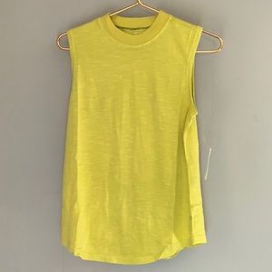Pilcro | mock neck chartreuse tank